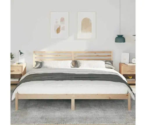 Gultas Rāmis Brūna 200 X 210 Cm Masīvkoka Priede Vidaxl