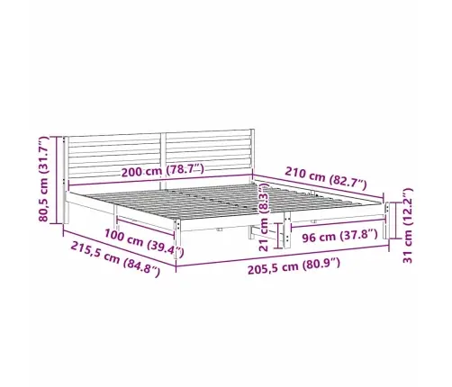Lovos Rėmas Vaško Ruda 200 X 210 Cm Kietos Pušies Mediena