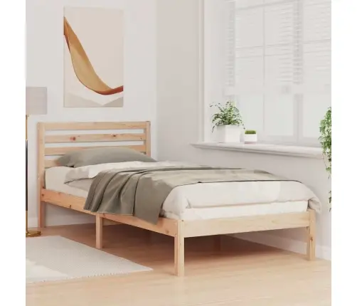 Gultas Rāmis Ar Galvas Klāju Brūna 90 X 220 Cm Masīvkoka Priede Vidaxl