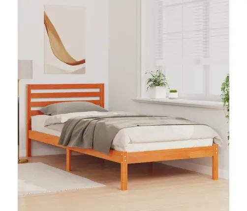 Gultas Rāmis Vaska Brūna 100 X 220 Cm Masīvkoka Priede Vidaxl