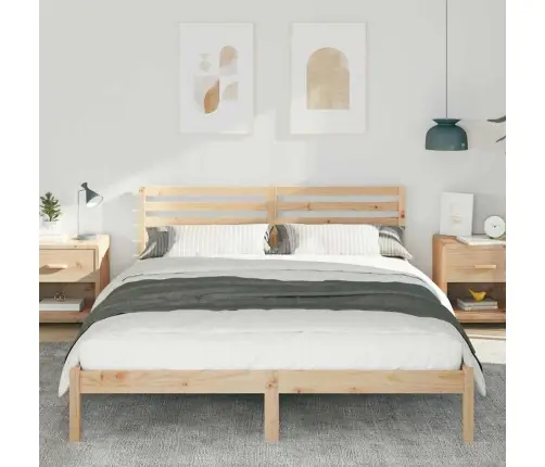 Voodi Raam Peaga Pruun 160 X 220 Cm Männipuit