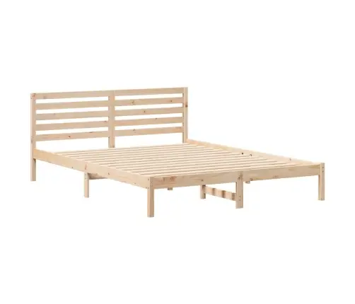 Voodi Raam Peaga Pruun 160 X 220 Cm Männipuit