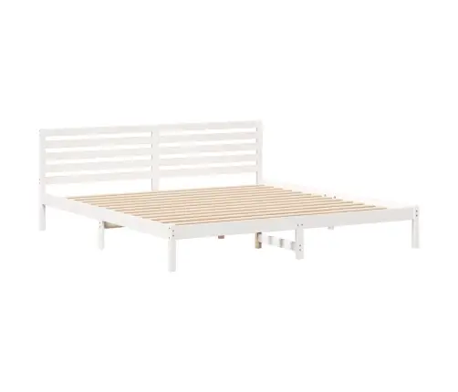 Voodi Raam Peaga Valge 180 X 220 Cm Tahke Mänd