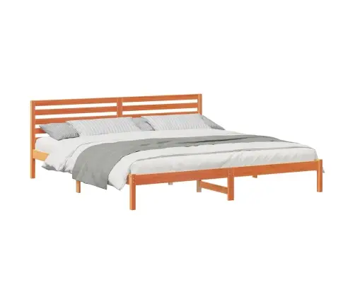 Gultas Rāmis Vaska Brūna 180 X 220 Cm Masīvkoka Priede Vidaxl