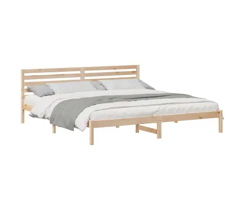 Gultas Rāmis Brūna 200 X 220 Cm Masīvkoka Priede Vidaxl