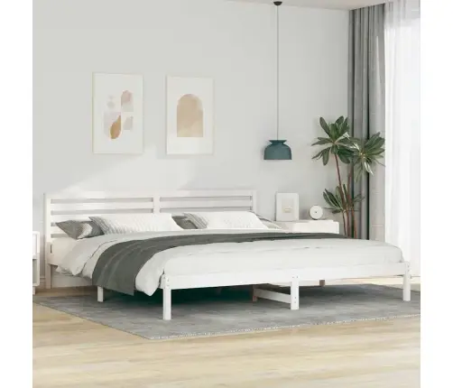 Gultas Rāmis Balts 200 X 220 Cm Masīvkoka Priede Vidaxl