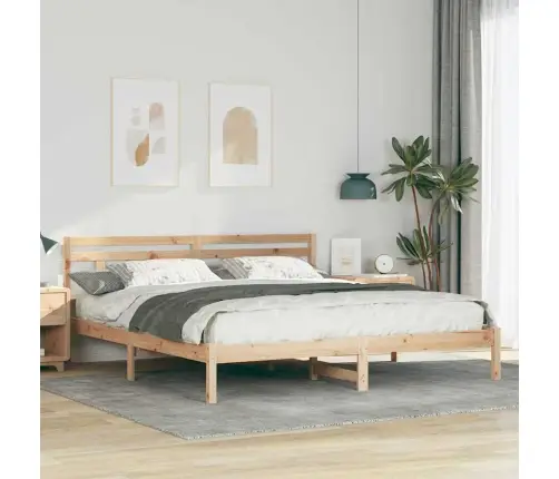 Gultas Rāmis Ar Galvas Klāju Brūna 200 X 200 Cm Priežu Koks Vidaxl