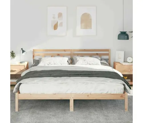 Gultas Rāmis Ar Galvas Klāju Brūna 200 X 200 Cm Priežu Koks Vidaxl