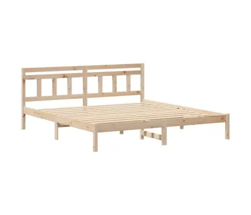 Gultas Rāmis Ar Galvas Klāju Brūna 200 X 200 Cm Priežu Koks Vidaxl