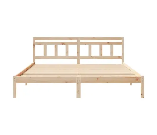 Gultas Rāmis Ar Galvas Klāju Brūna 200 X 200 Cm Priežu Koks Vidaxl