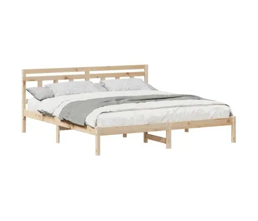 Gultas Rāmis Ar Galvas Klāju Brūna 200 X 200 Cm Priežu Koks Vidaxl