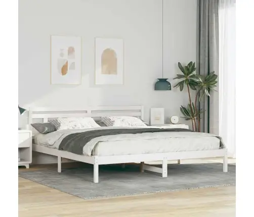 Voodi Raam Valge 200 X 200 Cm Tahke Mänd