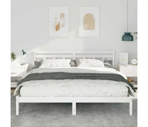 Voodi Raam Valge 200 X 200 Cm Tahke Mänd