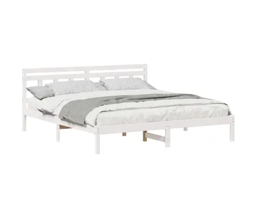 Gultas Rāmis Balts 200 X 200 Cm Priedes Masīvkoks Vidaxl