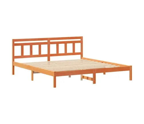 Gultas Rāmis Ar Galvas Klāju Brūna 200 X 200 Cm Priežu Koks Vidaxl