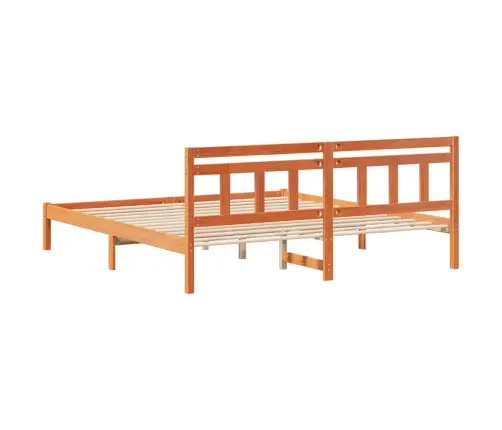 Gultas Rāmis Ar Galvas Klāju Brūna 200 X 200 Cm Priežu Koks Vidaxl