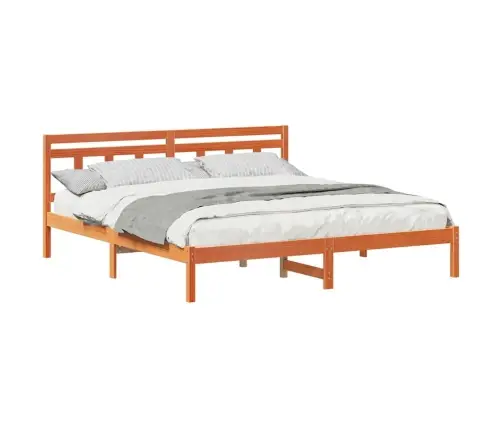 Gultas Rāmis Ar Galvas Klāju Brūna 200 X 200 Cm Priežu Koks Vidaxl