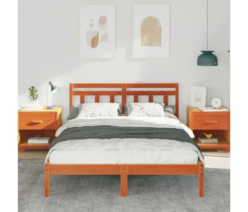 Gultas Rāmis Brūna 120 X 190 Cm Priedes Masīvkoks Vidaxl