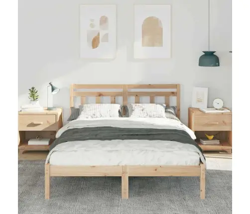 Gultas Rāmis Brūna 135 X 190 Cm Priedes Masīvkoks Vidaxl