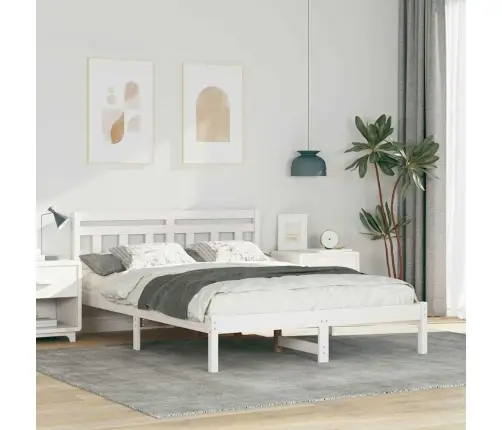 Lovos Rėmas Balta 135 X 190 Cm Kietos Pušies Mediena
