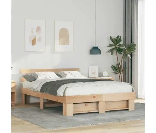 Gultas Rāmis Ar Galvas Klāju Brūna 160 X 200 Cm Priežu Koks Vidaxl