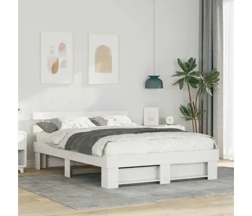 Gultas Rāmis Balts 160 X 200 Cm Masīvkoka Priede Vidaxl