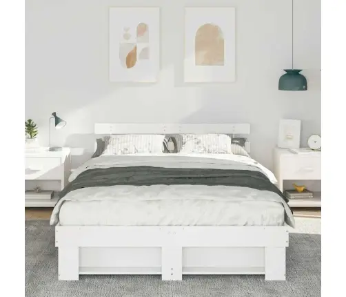 Gultas Rāmis Balts 160 X 200 Cm Masīvkoka Priede Vidaxl