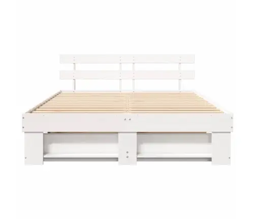 Gultas Rāmis Balts 160 X 200 Cm Masīvkoka Priede Vidaxl