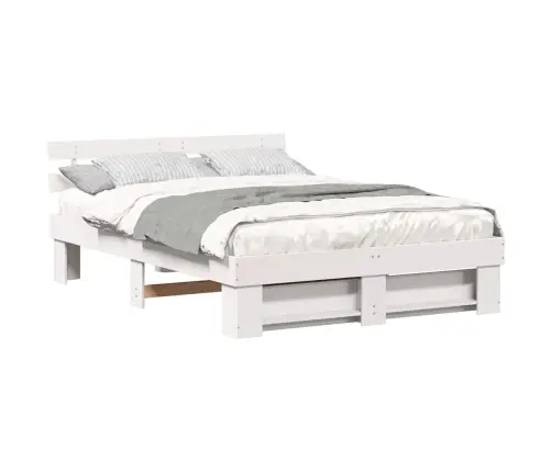 Gultas Rāmis Balts 160 X 200 Cm Masīvkoka Priede Vidaxl