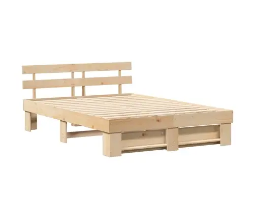 Gultas Rāmis Ar Galvas Klāju Brūna 150 X 200 Cm Priežu Koks Vidaxl