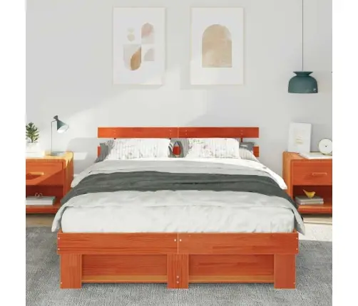 Lovos Rėmas Vaško Ruda 150 X 200 Cm Kietos Pušies Mediena