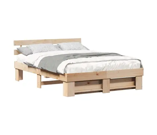 Gultas Rāmis Brūna 140 X 200 Cm Masīvkoka Priede Vidaxl