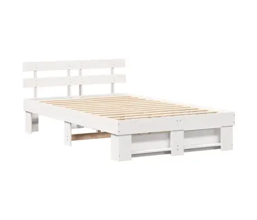 Gultas Rāmis Ar Galvas Klāju Balts 120 X 200 Cm Priežu Koks Vidaxl