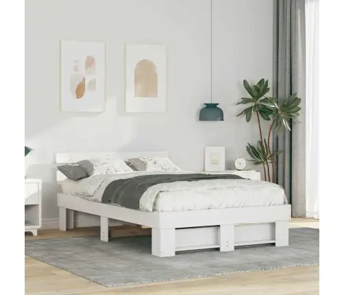 Gultas Rāmis Balts 140 X 190 Cm Masīvkoka Priede Vidaxl
