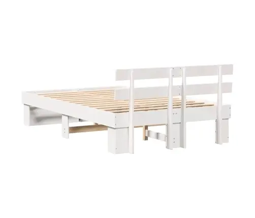 Gultas Rāmis Balts 140 X 190 Cm Masīvkoka Priede Vidaxl