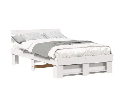 Gultas Rāmis Balts 140 X 190 Cm Masīvkoka Priede Vidaxl