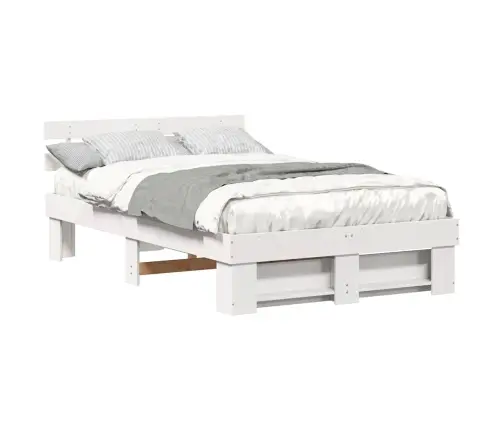 Gultas Rāmis Balts 140 X 190 Cm Masīvkoka Priede Vidaxl
