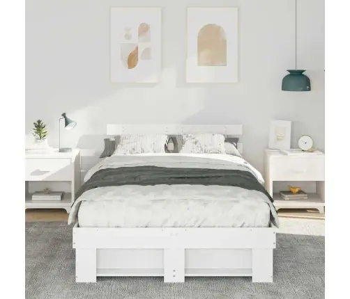 Lovos Rėmas Su Galvūgalio Balta 135 X 190 Cm Pušies Masyvas