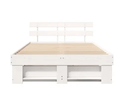 Lovos Rėmas Su Galvūgalio Balta 135 X 190 Cm Pušies Masyvas