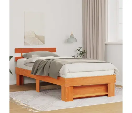 Gultas Rāmis Vaska Brūna 100 X 200 Cm Masīvkoka Priede Vidaxl