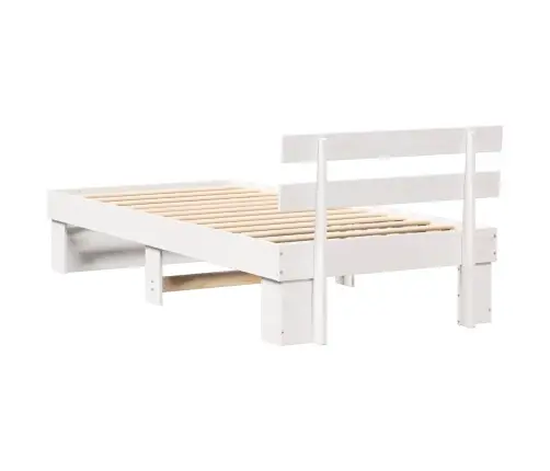 Gultas Rāmis Ar Galvas Klāju Balts 80 X 200 Cm Masīvkoka Priede Vidaxl
