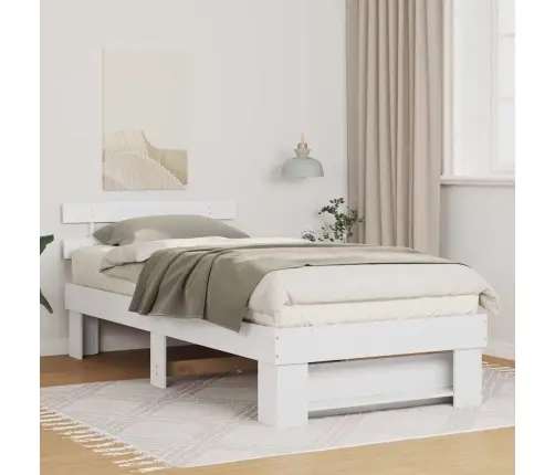 Gultas Rāmis Ar Galvas Klāju Balts 90 X 190 Cm Masīvkoka Priede Vidaxl