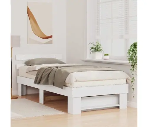 Gultas Rāmis Ar Galvas Klāju Balts 90 X 190 Cm Masīvkoka Priede Vidaxl