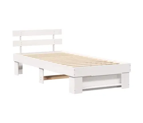 Gultas Rāmis Ar Galvas Klāju Balts 90 X 190 Cm Masīvkoka Priede Vidaxl