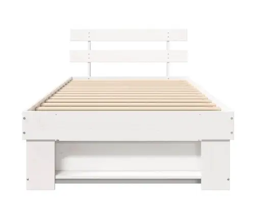 Gultas Rāmis Ar Galvas Klāju Balts 90 X 190 Cm Masīvkoka Priede Vidaxl