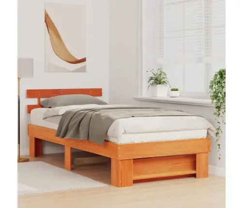 Gultas Rāmis Vaska Brūna 75 X 190 Cm Priežu Koks Vidaxl