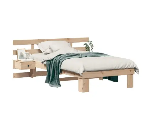 Gultas Rāmis Ar Atvilktni Ar Galvas Klāju Brūna 90 X 200 Cm Masīvkoka Priede Vidaxl