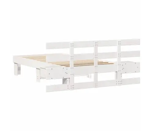 Gultas Rāmis Ar Atvilktni Ar Galvas Klāju Balts 90 X 200 Cm Masīvkoka Priede Vidaxl
