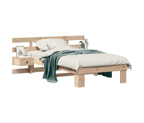 Gultas Rāmis Ar Atvilktni Ar Galvas Klāju Brūna 80 X 200 Cm Masīvkoka Priede Vidaxl