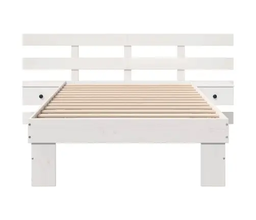 Gultas Rāmis Ar Atvilktni Ar Galvas Klāju Balts 80 X 200 Cm Masīvkoka Priede Vidaxl